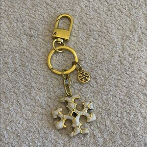 Tory Burch Gold and Cream Key Holder